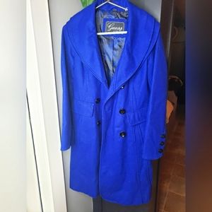 Guess royal blue womens pea coat size small